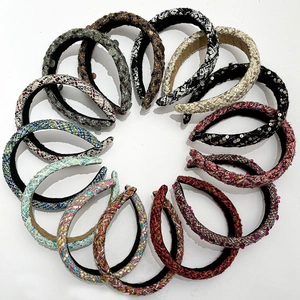 Braided tweed sponge headbands in multiple colors with sequins on white background