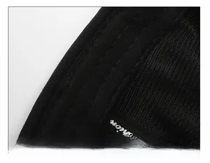 Close-up of premium black beanie with breathable mesh lining and reinforced sweatband
