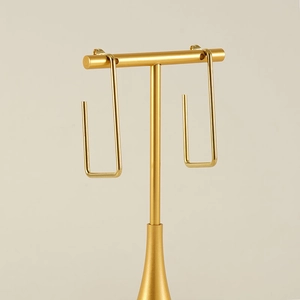 18K gold-plated stainless steel geometric rectangular drop earrings for women