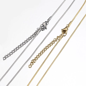 Minimalist Stainless Steel Round Snake Chain Necklace Thin Clavicle Link Chain With Lobster Clasp And Extension For Women