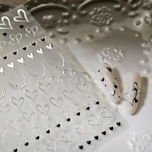 Self-adhesive 3D metallic hollow heart nail art stickers for professional manicure DIY