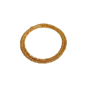 Elegant gold metal bracelet featuring a textured three-layer irregular open design style