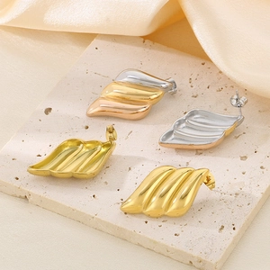 Three-color 18K gold plated wing earrings in gold, silver and rose gold finishes