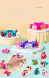 DIY silicone jewelry set for kids featuring cartoon animals and adjustable bracelets
