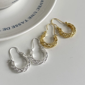 Ethnic 925 sterling silver hollow woven drop earrings in gold and silver finish