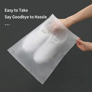 Translucent non-woven dustproof storage bag for shoes with drawstring closure