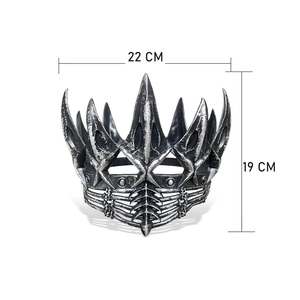 Gothic retro silver crow crown mask for cosplay, measuring 22 cm width by 19 cm height