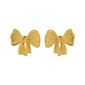 Boucles d'oreilles nœud en acier inoxydable plaqué or 18 carats avec fini mat