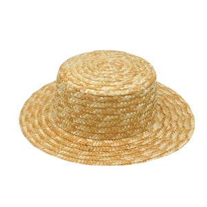 Classic straw boater hat for women made of natural fine wheat straw for beach sun protection