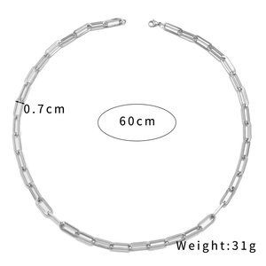Dettaglio della collana in titanio argento con larghezza di 0,7cm e lunghezza di 60cm