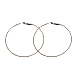 Minimalist large silver circle hoop earrings in metallic finish for women fashion