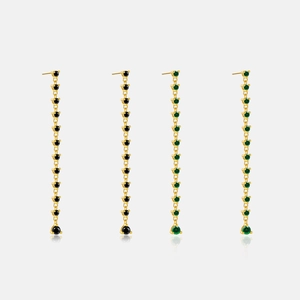 925 Sterling Silver Long Tassel Drop Earrings For Women Gold Plated Linear Rhinestone Dangle Earrings Fashion Jewelry