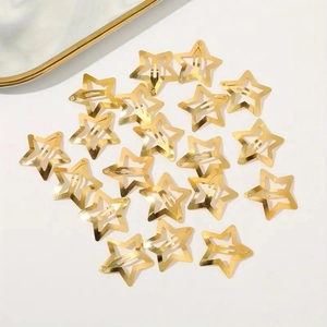 Star Hair Clips Golden Alloy Metal Hollow Pentagram BB Snap Barrette Fashion Hairpin For Women Girls Styling Headwear