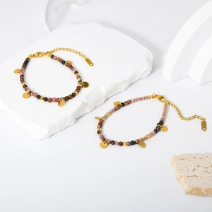 Eleganti bracciali in acciaio inossidabile con pietre naturali su base decorativa