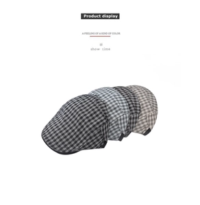 Detailed display of vintage plaid ivy caps in multiple colors on a white background