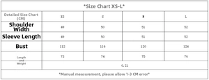 Size chart for plaid scarf shirt showing measurements in CM for sizes XS to L