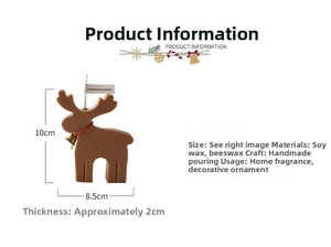 Detailed view of handmade reindeer scented candle with dimensions 10cm by 8.5cm