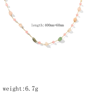Collier en acier inoxydable plaqué or 18k avec perles de zircon naturel irrégulier