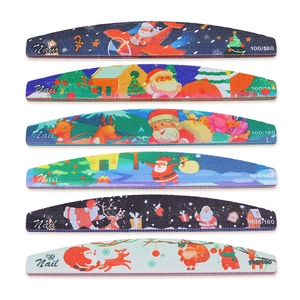 Détail du lot de 6 limes à ongles de Noël, grain 100/180 avec motifs festifs de vacances