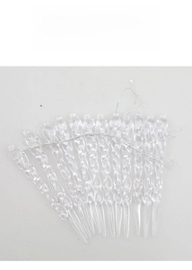 Macro detail of 12pcs clear spiral icicle ornaments for Christmas tree decoration