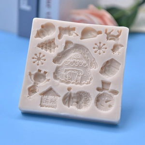 Christmas silicone mold with gingerbread house snowman and tree shapes for DIY baking cake