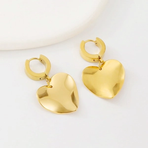 Elegant Stainless Steel Gold Plated Heart Hoop Earrings For Women Minimalist Fashion Geometric Dangle Earrings Jewelry Gift