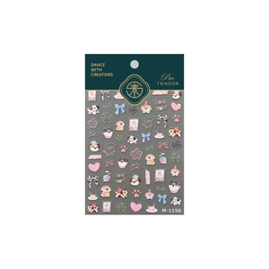 Holographic puppy nail art stickers with cute dog illustrations and heart patterns