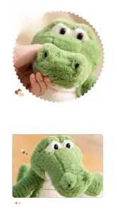 Detail of plush crocodile doll showing soft fabric texture and firm stuffing resilience