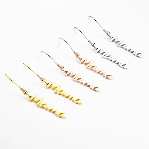 18K gold plated stainless steel Mama letter dangle earrings for women in three colors