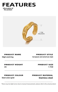 Macro detail of gold plated irregular lava texture ring with 1.7cm adjustable opening