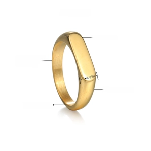 Polished 5mm gold stainless steel ring detail with size and weight specifications
