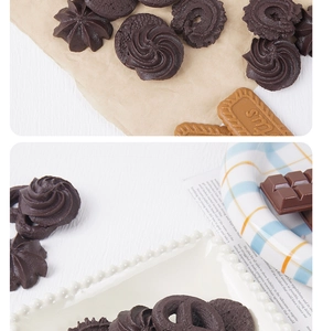 Macro shot of realistic chocolate cookie model with detailed swirl texture on vintage paper