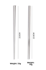 Macro comparison of 304 stainless steel chopsticks with anti-slip rings and smooth finish