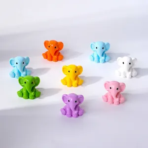 Mini Elephant Figurines Resin Colorful Micro Landscape Desktop Ornaments Cartoon Animal Statues DIY Accessories