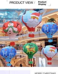 Lanterne di carta a mongolfiera con Babbo Natale e renne per decorazioni natalizie