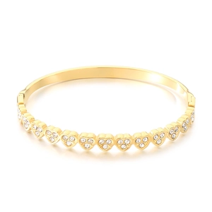 Elegant gold-plated heart bracelet with zircon diamonds for women's fashion jewelry