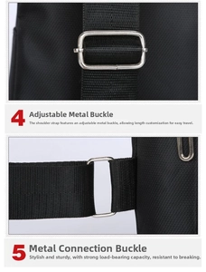 Detail der langlebigen Metallschnalle und des dichten Nylongurtes dieser Tasche