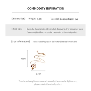 Detailed size specifications for tiger's eye stone necklace with vintage bronze chain