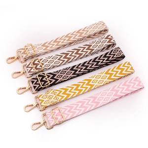 Bohemian woven shoulder straps in five colors with golden buckles for crossbody bags