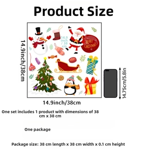 Detail of Christmas wall stickers featuring Santa, snowmen and penguins measuring 38x38cm
