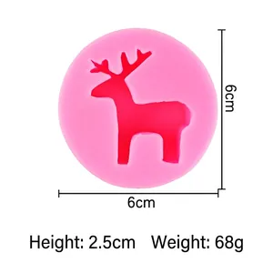 DIY Christmas deer silicone mold for candles and soaps, 6cm diameter pink moose design