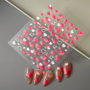 5D embossed crystal heart nail stickers with Co-212 love pattern for DIY nail art