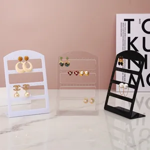 Earring Display Stand L-Shaped Multiple Tiers Acrylic Jewelry Organizer For Ear Studs Earrings Storage Holder Rack Desktop