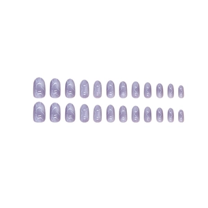 Light purple marble press-on nails with 24 pieces in various sizes for a perfect fit