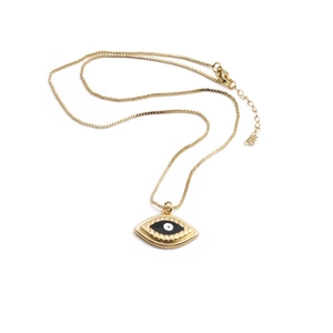 Gold-plated evil eye necklace with zircon stones and a classic box chain for women
