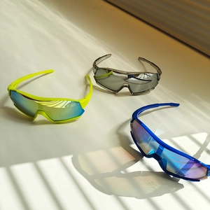 Kids punk geometric sunglasses with UV400 lenses in neon yellow and blue