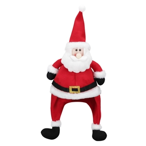 Classic plush Santa Claus doll with red hat and white beard on a plain white background