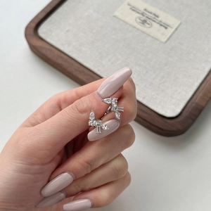 Elegant S925 silver butterfly earrings with micro-paved marquise and rectangle zircons