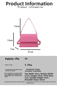 Detailed dimension guide for the minimalist PU leather crossbody bag with size parameters