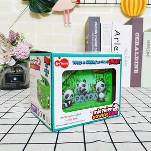 Green mischief saving box packaging for electric cartoon panda money bank toy
